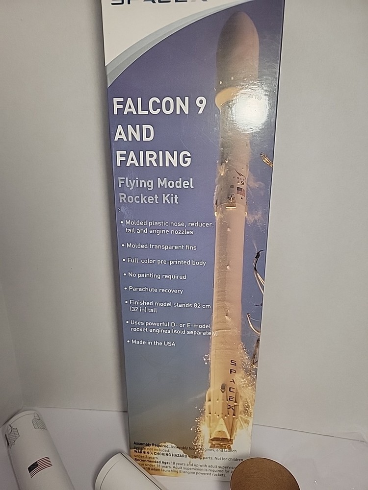 SpaceX Falcon 9 and Fairing Model Rocket Kit. Please Read Description Incomplete