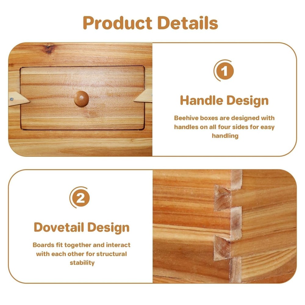 Bee Hive Langstroth Kit 1 Deep & 1 Medium Box 20 Frames with Acrylic Windows