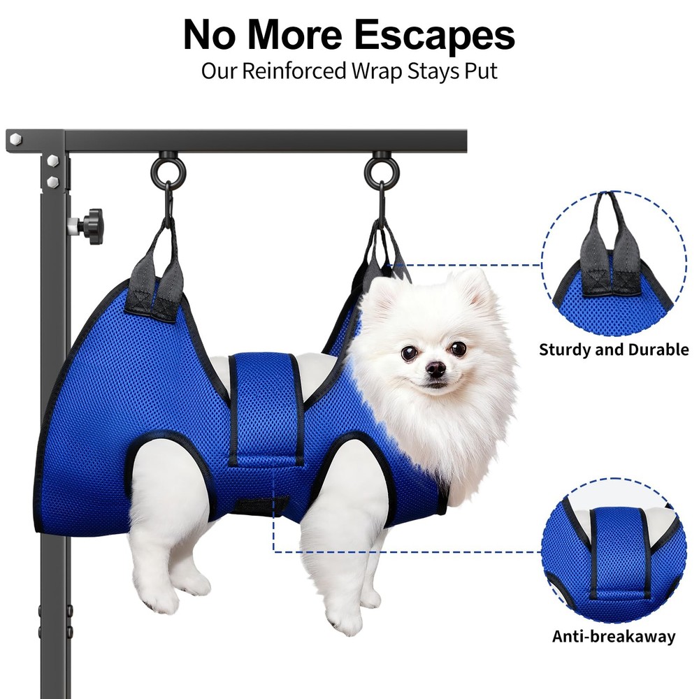 Foldable Dog Grooming Table Arm – Adjustable 28"-41" Clamp Arm with Hammock, ...