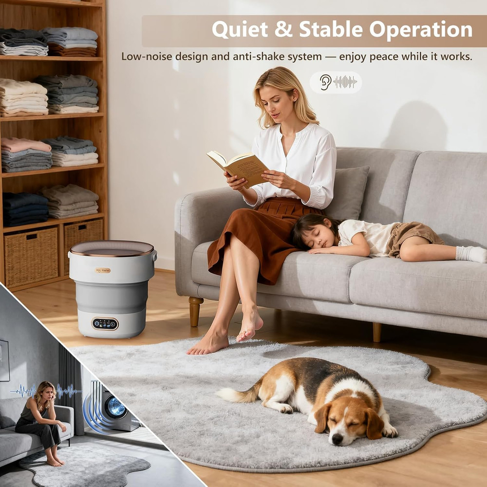 Mini Laundry Machine 16L — Foldable Portable Laundry Machine and Spinner for Bab