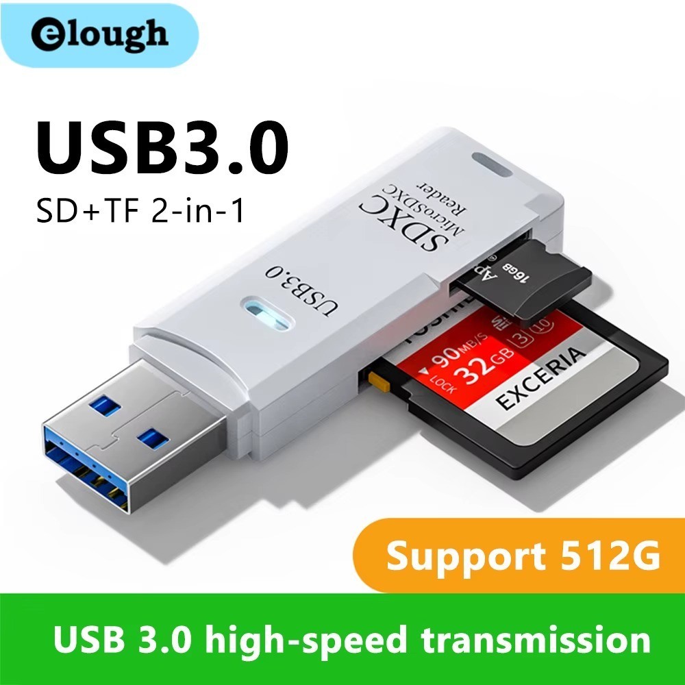 2-in-1 USB 3.0 Card Reader SD Micro TF High-Speed Memory Adapter