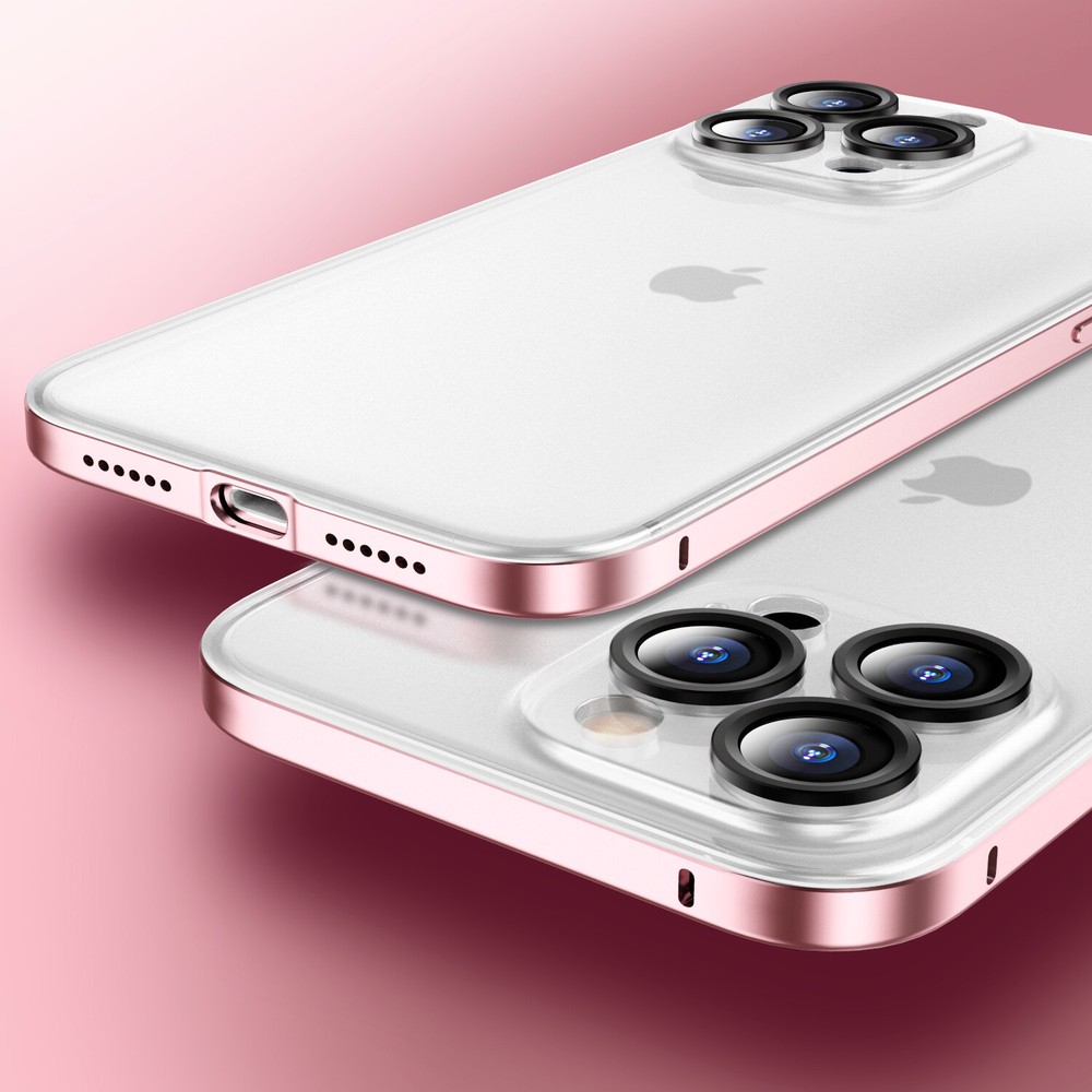 For iPhone 13 Pro Max 14 Plus Shockproof Metal Bumper Case Matte PC Back Cover