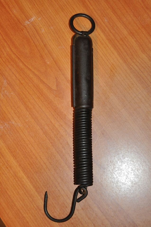 VINTAGE PELOUZE BRASS 50LB SPRING SCALE