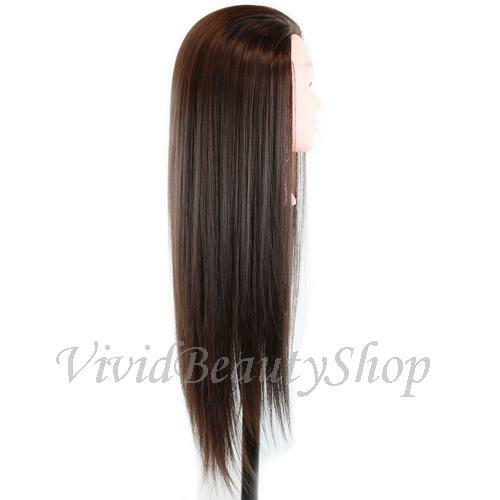 28" Mannequin Head Synthetic Hair Training Manikin Cosmetology Doll Brown #4