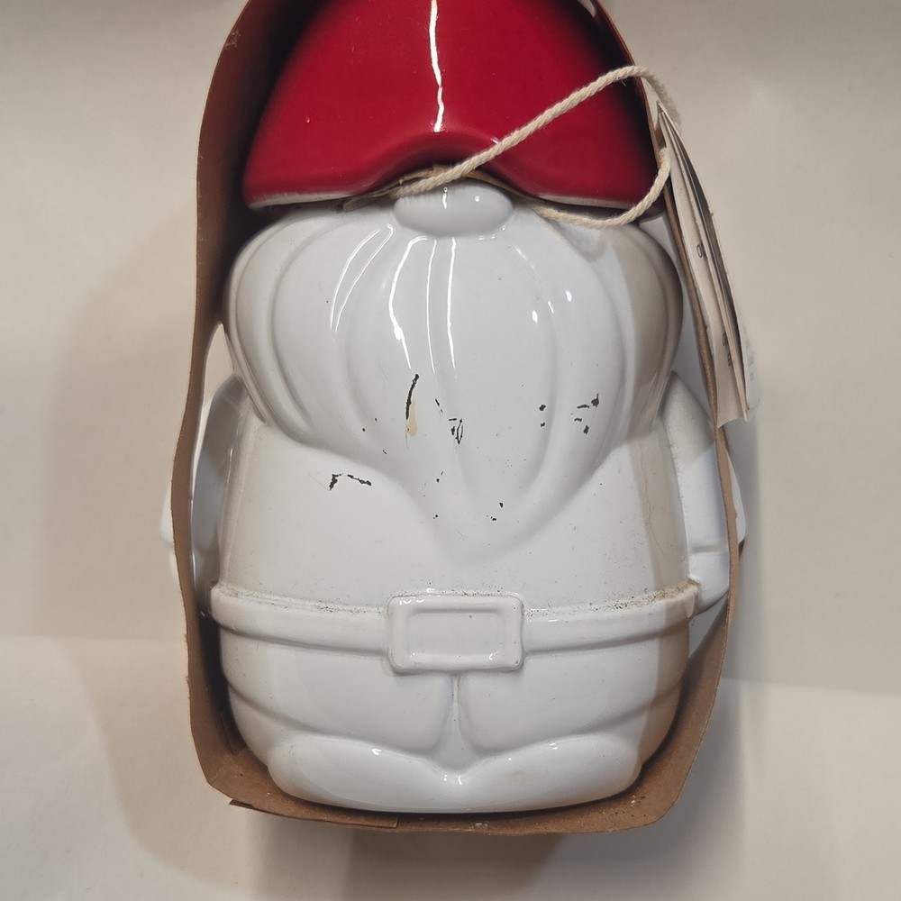 Belavi Tabletop Torch Gnome White Red Ceramic Gloss Includes Wick Outdoor