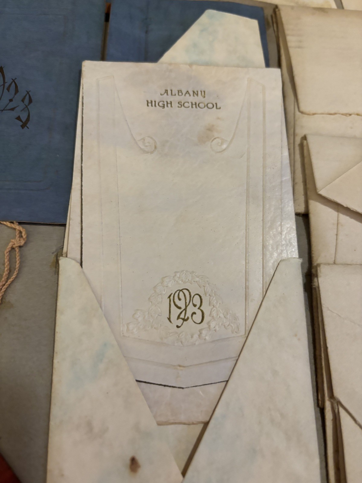 Antique 1923/24 High School Memories Scrapbook Felt Letter Invitations Playbill