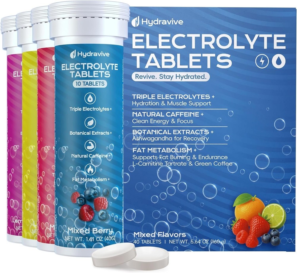 Hydravive Electrolyte Tablets Zero Sugar Hydration Drink 40 Ct. Mixed Flavors