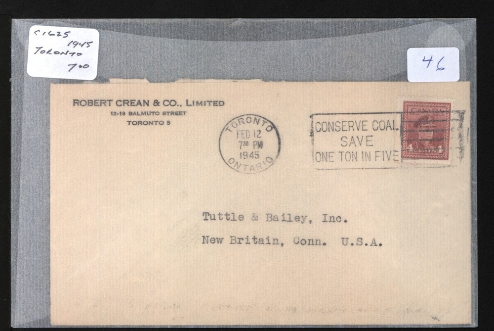 1945 TORONTO SLOGAN CANCEL C1625 ex ELDON GODFREY #46