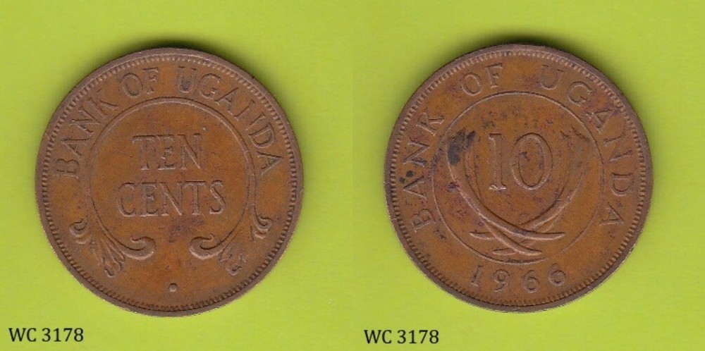 Uganda 10 Cents 1966 Coin