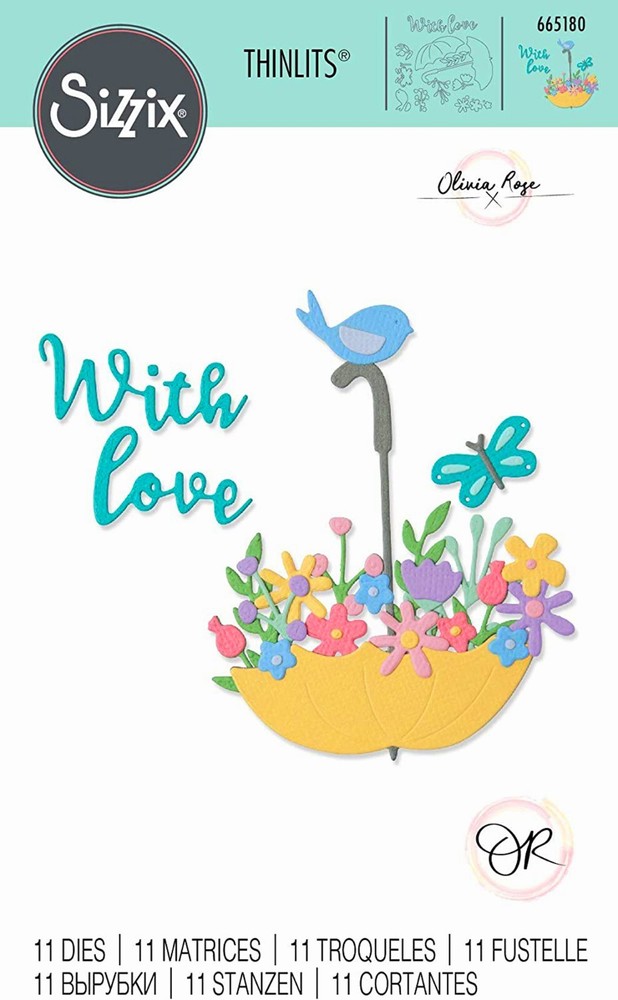 Sizzix Thinlits 11pc set - Flowers in Umbrella #665180 Retail $14.99 Olivia Rose