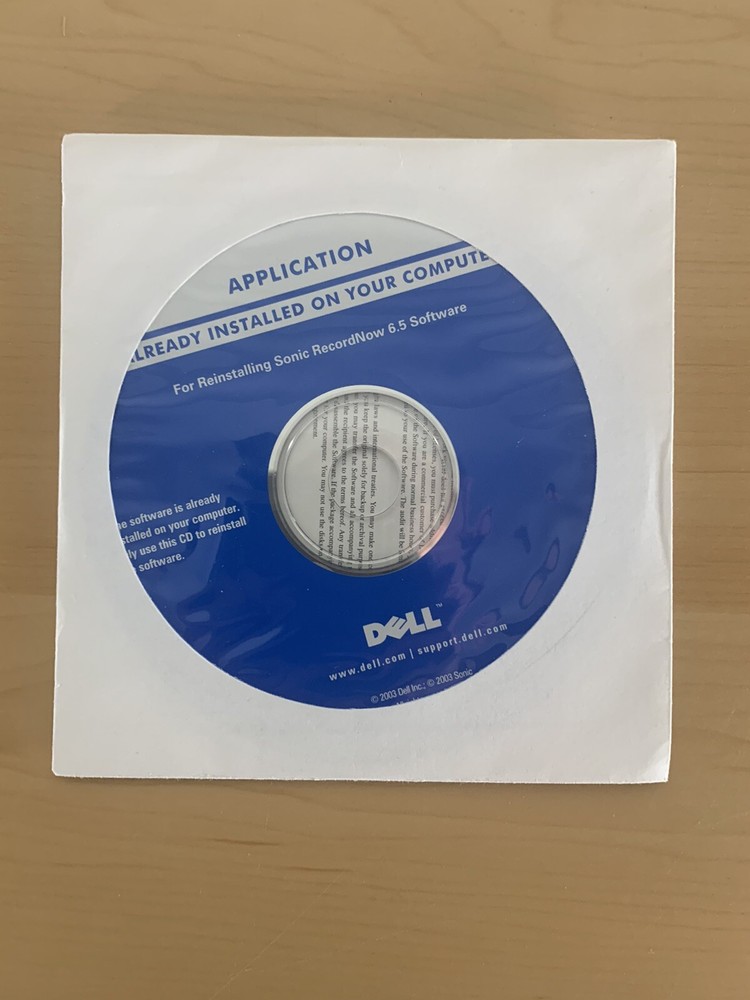 OEM DELL CD FOR REINSTALLING SONIC RECORDNOW 6.5  SOFTWARE AUTHENTIC, Sealed