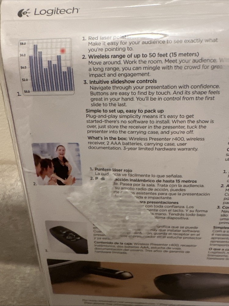 Logitech r400 Wireless Presenter Remote Control, Black "C7E"