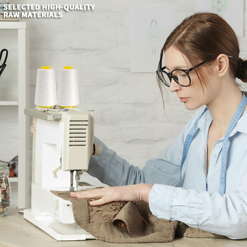 All-Purpose Polyester Sewing Thread - 4-Pack 12000 Yards Total - White Thread...