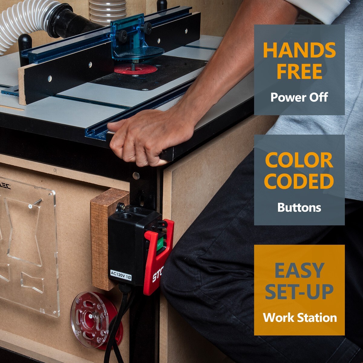 POWERTEC 71754 Safety Paddle Switch for Router Tables & Saws