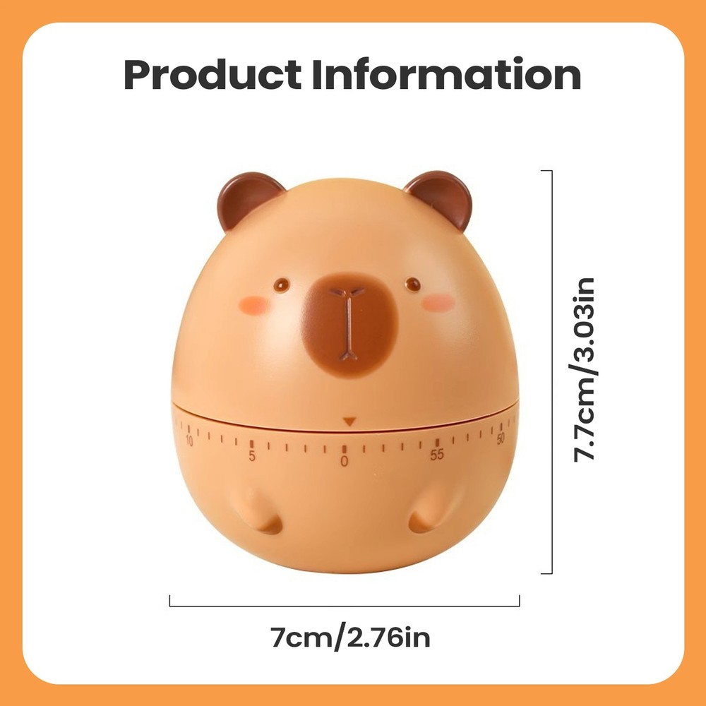 1Pc Capybara Kitchen Timer Mechanical Kitchen Timer Animal Shaped Clock Alarm