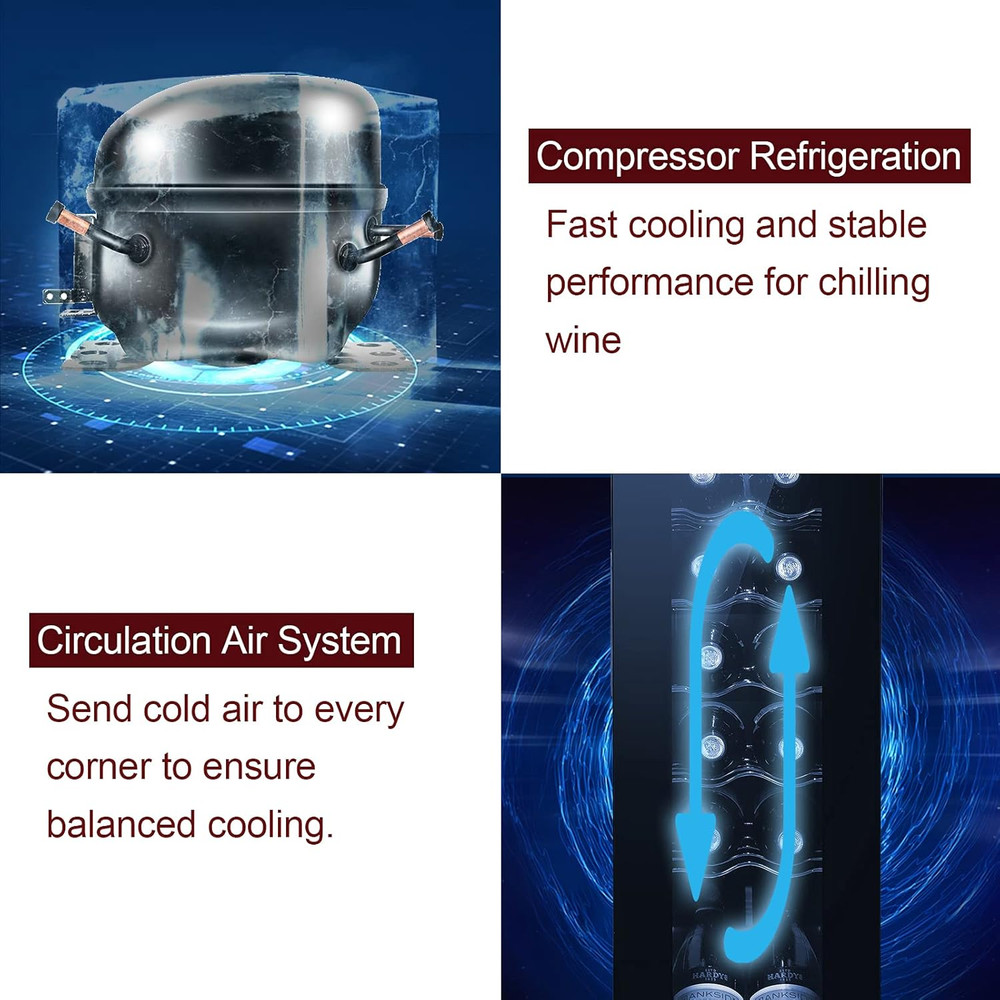 12 Bottle Compressor Wine Cooler Refrigerator Adjustable Temperature Mini Fridge