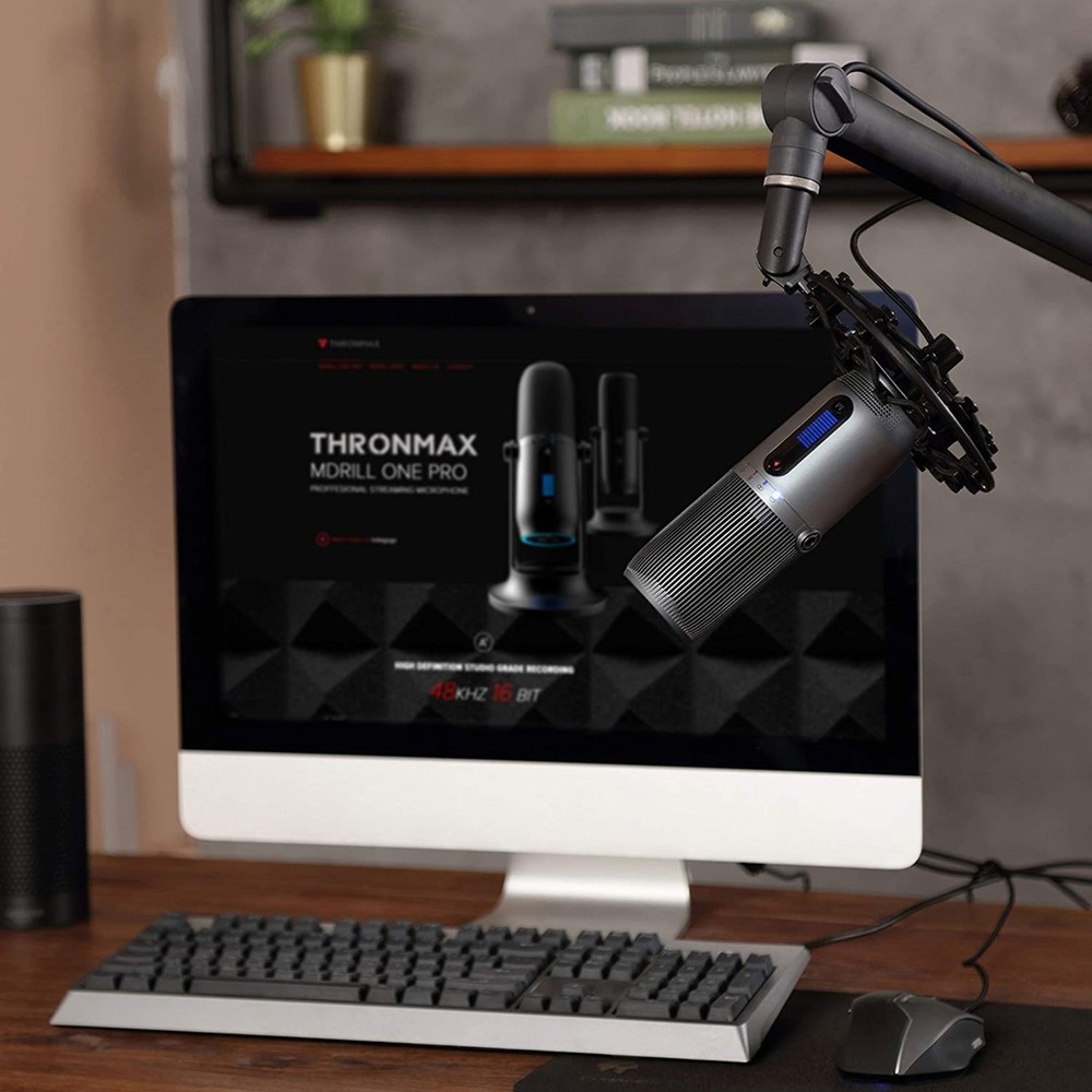 Thronmax MDrill One USB Microphone with Tabletop Stand, Slate Gray