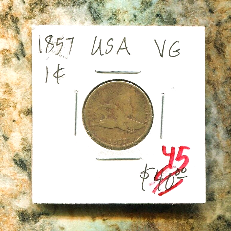 US - BEAUTIFUL HISTORICAL FLYING EAGLE CENT, 1857, KM# 85