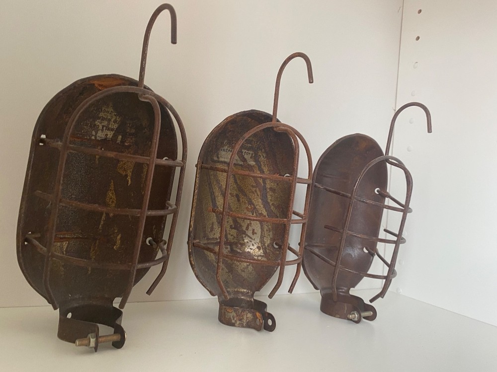 VINTAGE INTERESTING RUSTED ARCHITECTURAL GAS LANTERN FRAMES