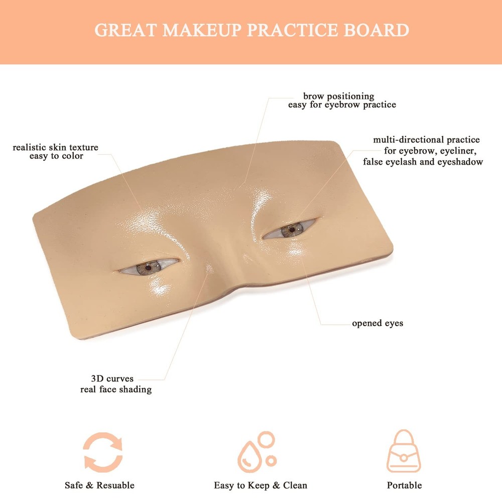 Makeup Practice Face Board, Resusable 3D 10 Count (Pack of 1), Multicolor