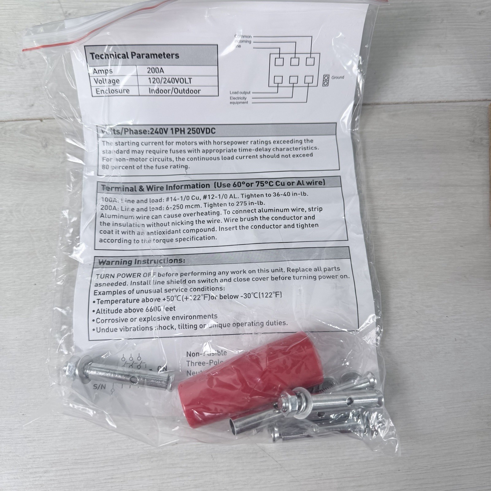 200A Generator Transfer Switch for Home Generator, 48000W Manual Double-Throw