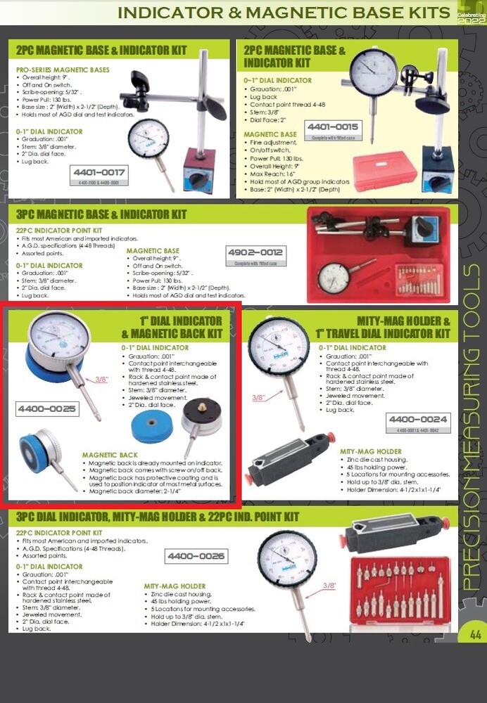 1" DIAL INDICATOR & MAGNETIC BACK SET (4400-0025)