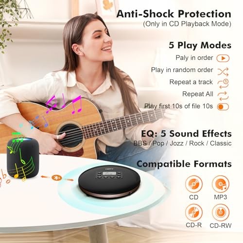 CD Player Portable 5.1 Bluetooth CD PlayerTouch Button and LCD Display