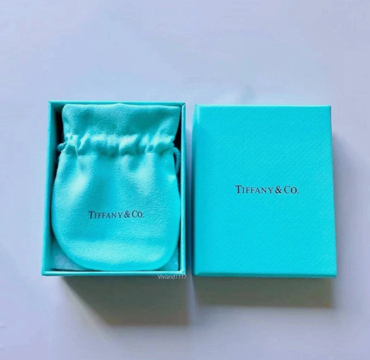 Tiffany & Co Empty 3.75" x 3" x 1.5"  Blue Gift Box/Travel Pouch 2pc set