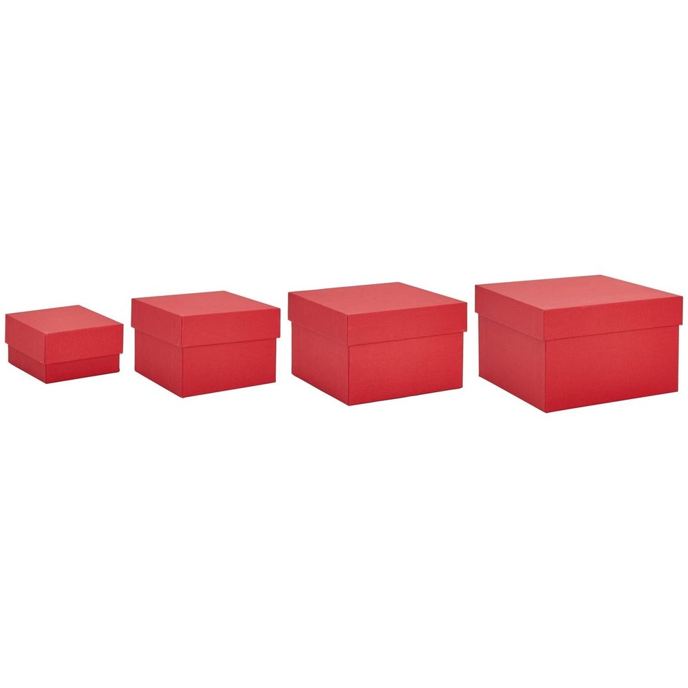 4 Pack Square Nesting Gift Boxes Decorative Boxes with Lids in 4 Assorted Siz...