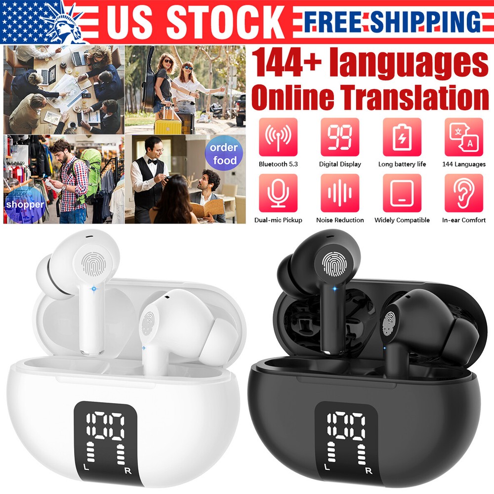 144 Language Translator Earbuds M10 Wireless Bluetooth Two Way Translator Device