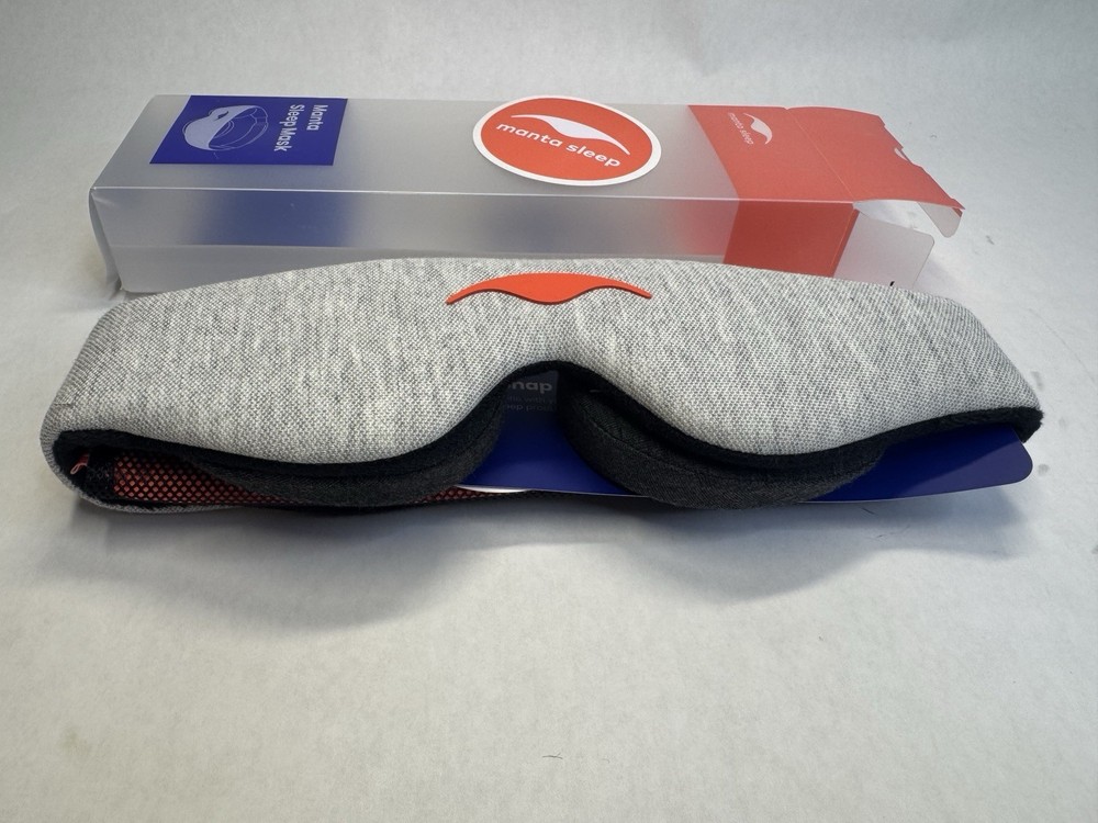 Manta Sleep Mask Light Blocking Eye Cups Gray Adjustable Soft