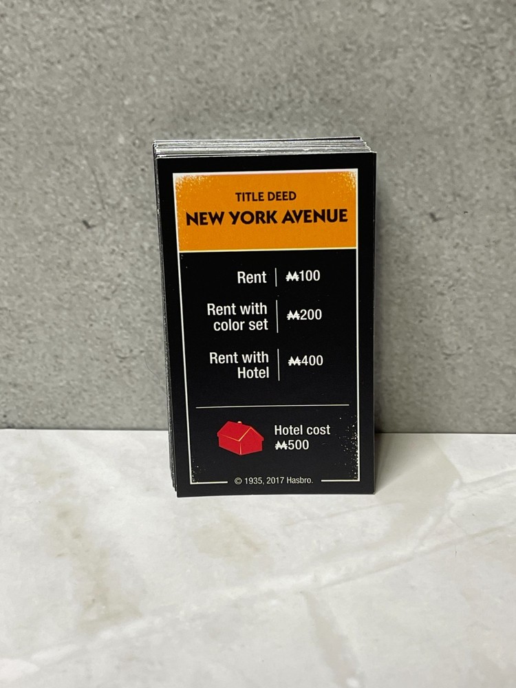 2017 Monopoly Cheater's Edition - Replacement Deed cards