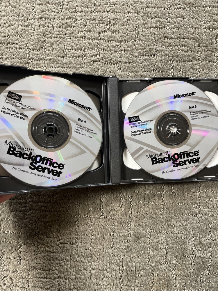 Microsoft BackOffice Server Complete 5 Disc 10 Client With Key