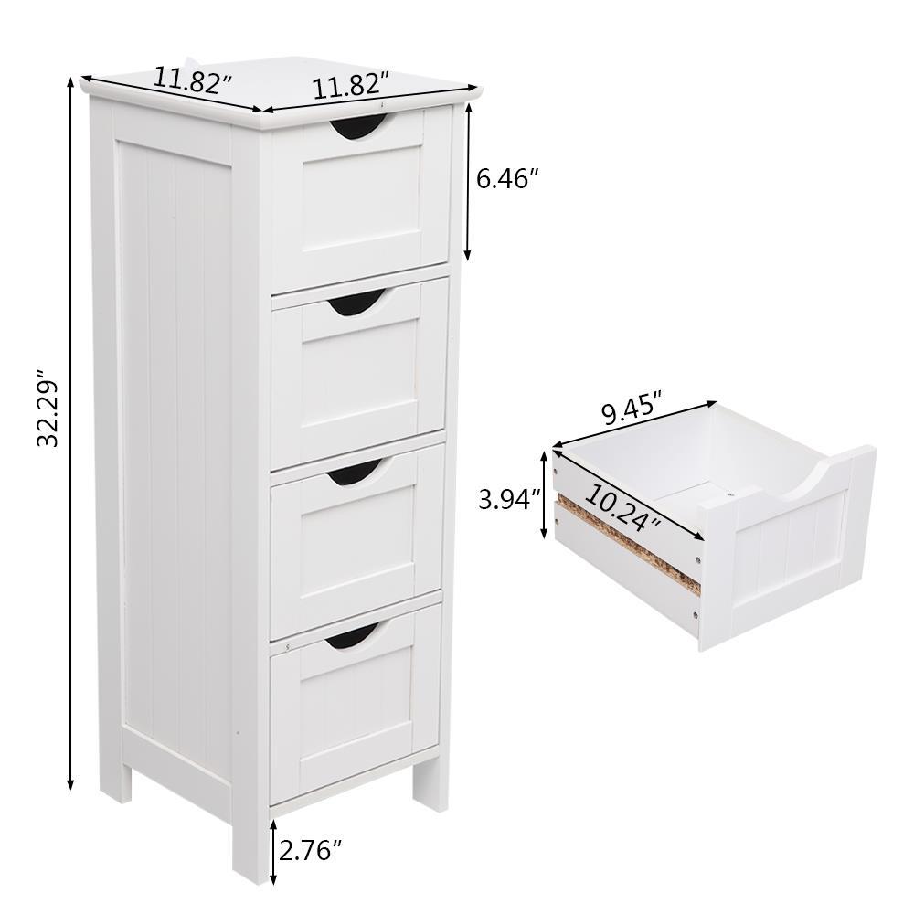 FCH 4-Drawers Bathroom Floor Cabinet Storage Organizer Free Standing Cabinet