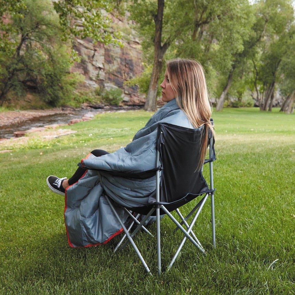 Packable Blanket Gray 70" x 60" Lightweight W/ Stuff Sack