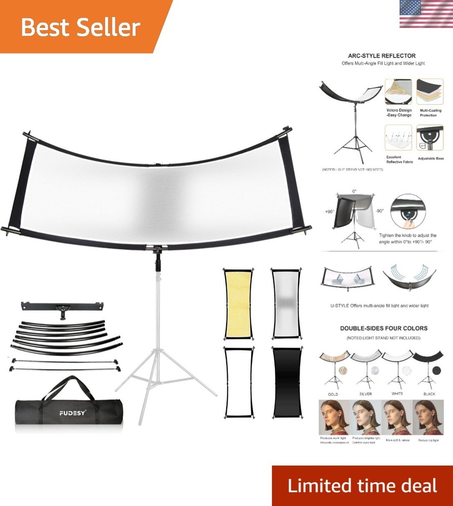 Clamshell Light Reflector/Diffuser,67"x24" Curved Photography Lighting Reflec...