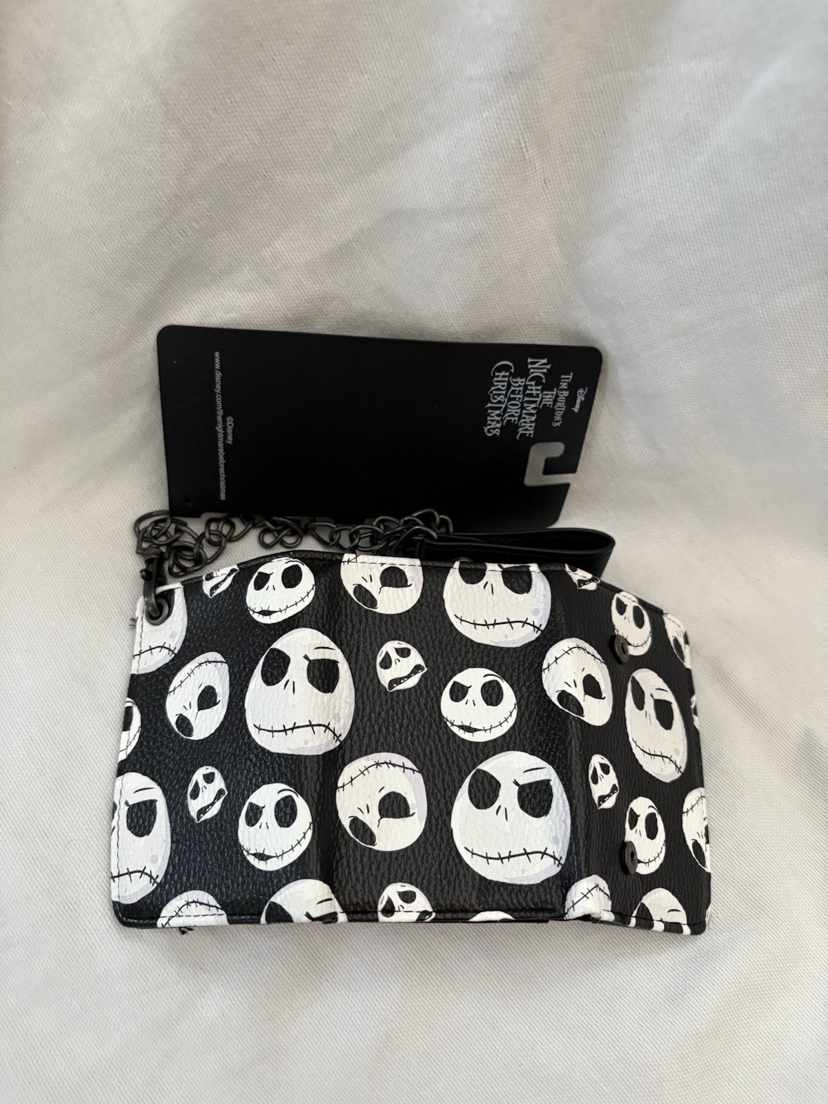 NEW DISNEY Nightmare Before Christmas Wallet with Chain Jack Skellington Heads
