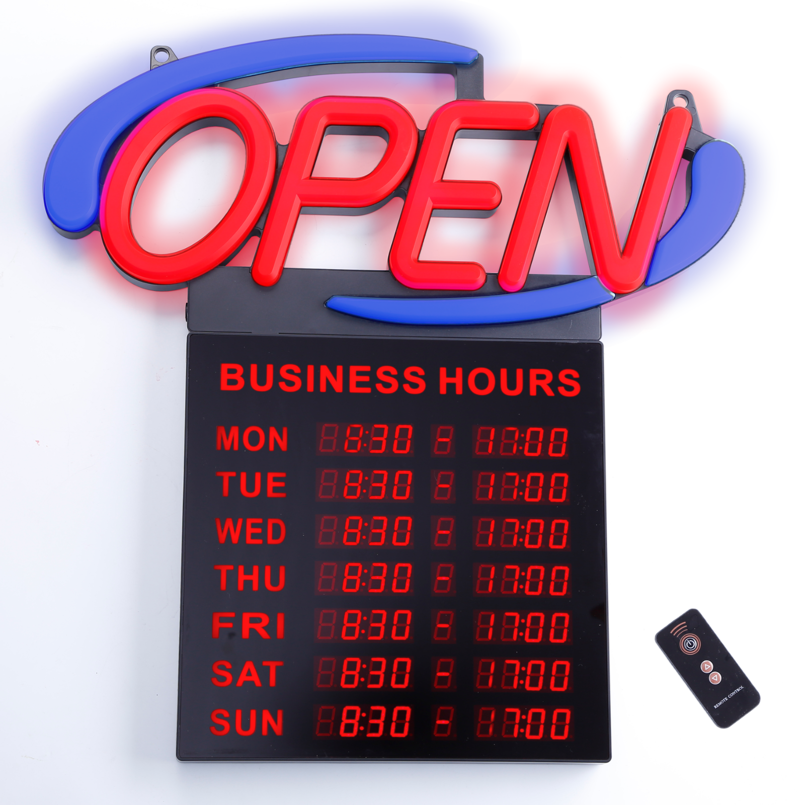 Super Bright SMT LED Open Sign with business hours (flexible minute adjustment)