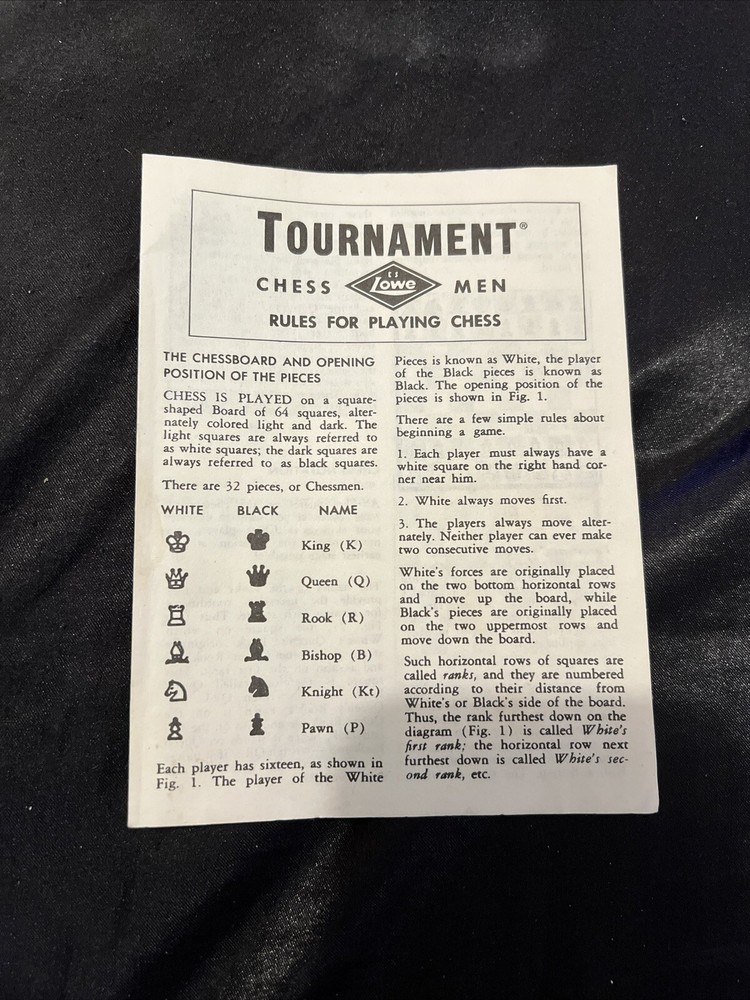 Tournament chessmen 1972 replacment rules