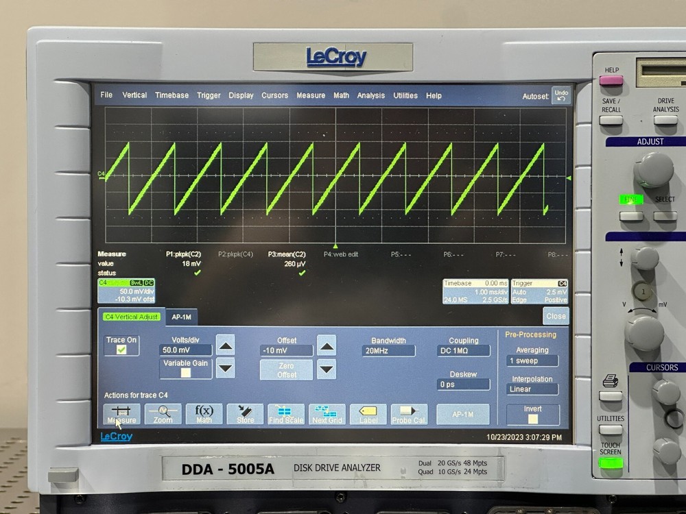LeCroy DDA-5005A Disk Drive Analyzer Opt DDA JTA2, Memory Option XL, w Printer