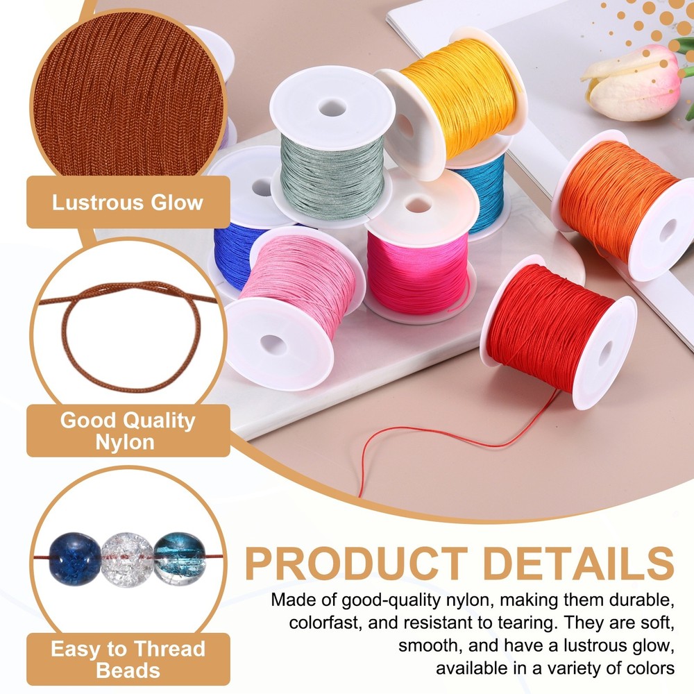 0.6mm Nylon String for Bracelets, 44 Yards Nylon Beading Thread(Brown)