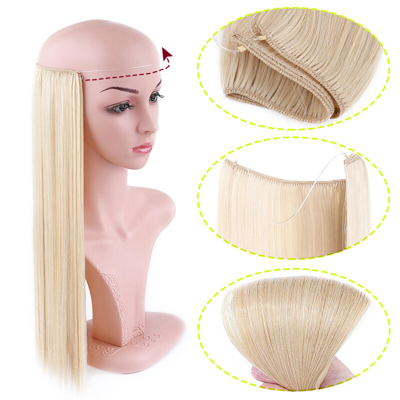 100% Real Natural as Human Invisible Wire in Hair Extensions One Piece & Ring US