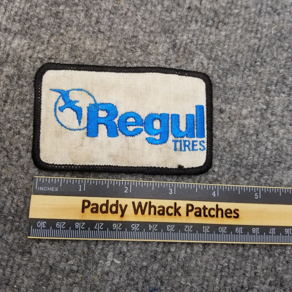 Vintage Regul Tires Patch Car Auto 70s 80s stained Distressed