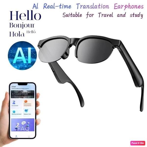 Smart  AI Translator Glasses Bluetooth Real-Time Language Translation Headset