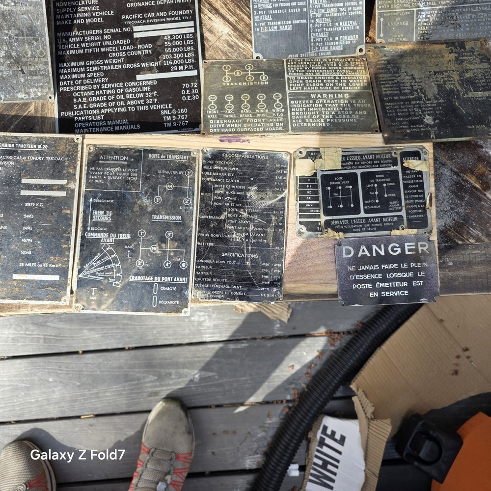 WWll Vehicle Data Plates US & FOREIGN