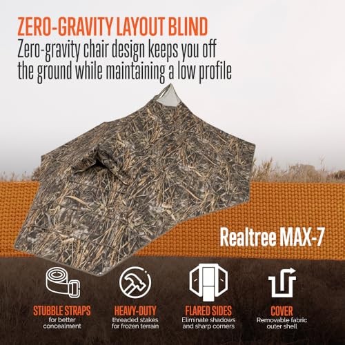 Zero-Gravity Layout Blind - Advanced Hunting Blind, with Flared Realtree MAX-7