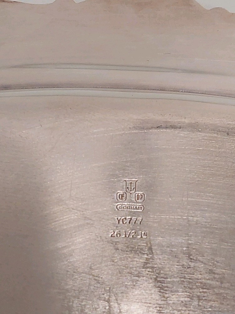 26.5" Silver Plate Oval Footed Tray Chantilly Gorham YC777 Handles Monogram "S"