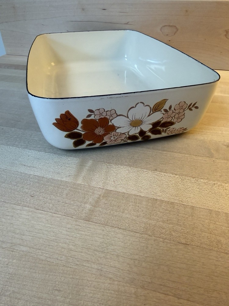 Kingsbury Rectangular Ceramic Baking Dish White Brown Orange