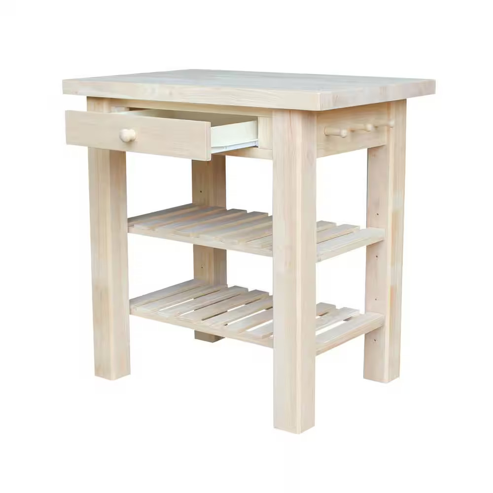 Unfinished Kitchen Utility Table with Drawer