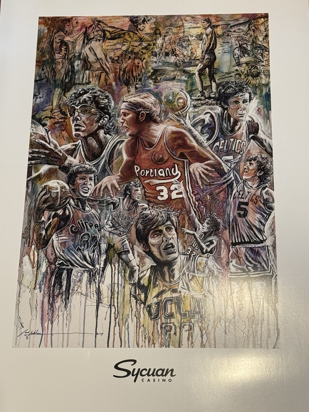 Bill Walton Personally Owned Promotional Sycuan Gene Locklear Basketball Poster